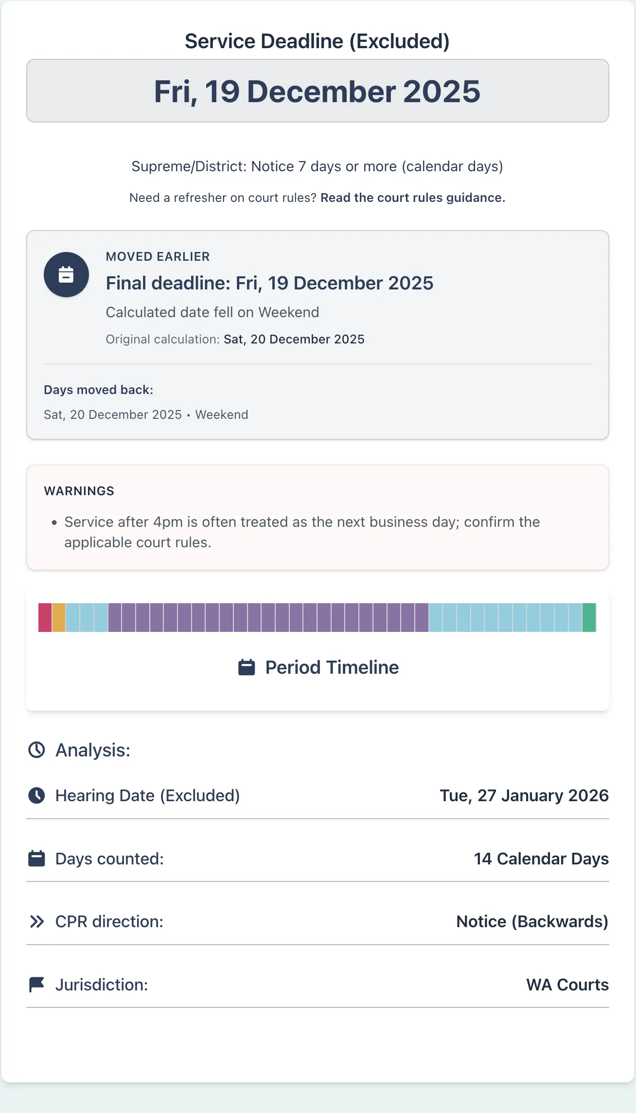 WA court vacation suspension calculation